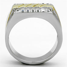 Load image into Gallery viewer, TK1193 - Two-Tone IP Gold (Ion Plating) Stainless Steel Ring with Top Grade Crystal  in Clear