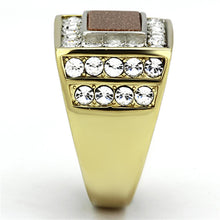 Load image into Gallery viewer, TK1194 - Two-Tone IP Gold (Ion Plating) Stainless Steel Ring with Synthetic Twinkling in Topaz