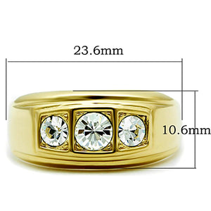 TK119G - IP Gold(Ion Plating) Stainless Steel Ring with Top Grade Crystal  in Clear