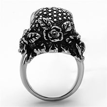 Load image into Gallery viewer, TK1203 - High polished (no plating) Stainless Steel Ring with Top Grade Crystal  in Black Diamond