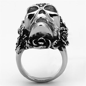 TK1203 - High polished (no plating) Stainless Steel Ring with Top Grade Crystal  in Black Diamond