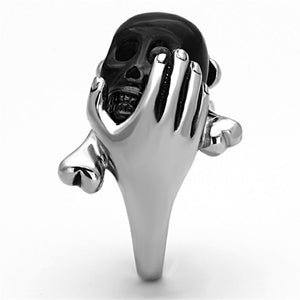 TK1206 - Two-Tone IP Black Stainless Steel Ring with Epoxy  in Jet