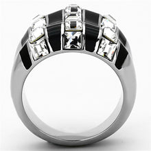 Load image into Gallery viewer, TK1213 - High polished (no plating) Stainless Steel Ring with Top Grade Crystal  in Clear