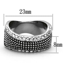 Load image into Gallery viewer, TK1216 - High polished (no plating) Stainless Steel Ring with Top Grade Crystal  in Clear