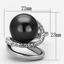 Load image into Gallery viewer, TK1218 - High polished (no plating) Stainless Steel Ring with Synthetic Pearl in Gray