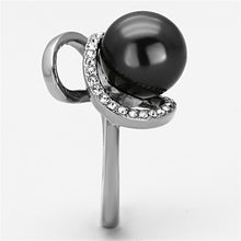 Load image into Gallery viewer, TK1218 - High polished (no plating) Stainless Steel Ring with Synthetic Pearl in Gray