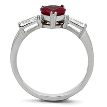 Load image into Gallery viewer, TK1221 - High polished (no plating) Stainless Steel Ring with AAA Grade CZ  in Ruby