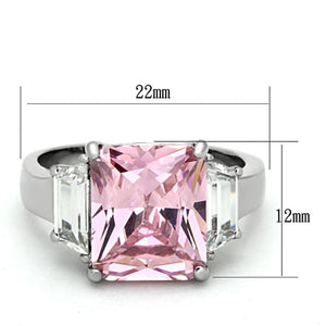 TK1224 - High polished (no plating) Stainless Steel Ring with AAA Grade CZ  in Rose