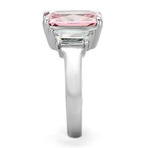 TK1224 - High polished (no plating) Stainless Steel Ring with AAA Grade CZ  in Rose