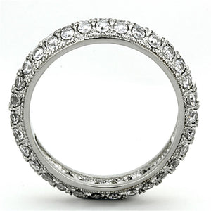 TK1225 - High polished (no plating) Stainless Steel Ring with AAA Grade CZ  in Clear