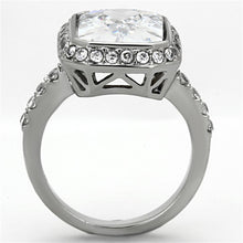 Load image into Gallery viewer, TK1226 - High polished (no plating) Stainless Steel Ring with AAA Grade CZ  in Clear