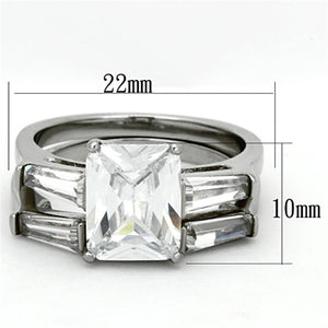 TK1229 - High polished (no plating) Stainless Steel Ring with AAA Grade CZ  in Clear