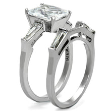 Load image into Gallery viewer, TK1229 - High polished (no plating) Stainless Steel Ring with AAA Grade CZ  in Clear