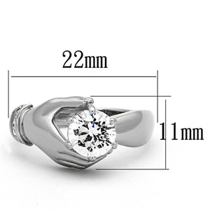 TK1230 - High polished (no plating) Stainless Steel Ring with AAA Grade CZ  in Clear