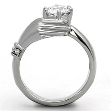 Load image into Gallery viewer, TK1230 - High polished (no plating) Stainless Steel Ring with AAA Grade CZ  in Clear