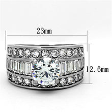 Load image into Gallery viewer, TK1232 - High polished (no plating) Stainless Steel Ring with AAA Grade CZ  in Clear