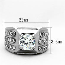 Load image into Gallery viewer, TK1233 - High polished (no plating) Stainless Steel Ring with AAA Grade CZ  in Clear