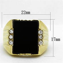 Load image into Gallery viewer, TK1236 - IP Gold(Ion Plating) Stainless Steel Ring with Synthetic Onyx in Jet