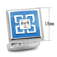 Load image into Gallery viewer, TK1244 - High polished (no plating) Stainless Steel Cufflink with Top Grade Crystal  in Clear