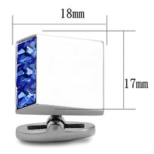 Load image into Gallery viewer, TK1251 - High polished (no plating) Stainless Steel Cufflink with Top Grade Crystal  in Sapphire