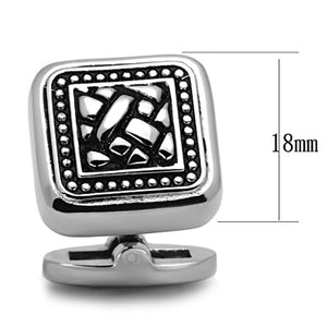 TK1256 - High polished (no plating) Stainless Steel Cufflink with Epoxy  in Jet