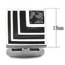 Load image into Gallery viewer, TK1269 - High polished (no plating) Stainless Steel Cufflink with Synthetic Onyx in Jet