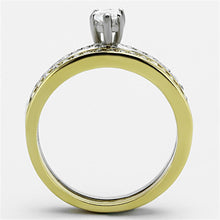 Load image into Gallery viewer, TK1282 - Two-Tone IP Gold (Ion Plating) Stainless Steel Ring with AAA Grade CZ  in Clear