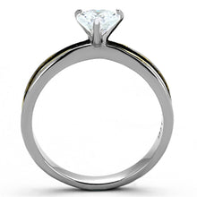 Load image into Gallery viewer, TK1283 - Two-Tone IP Gold (Ion Plating) Stainless Steel Ring with AAA Grade CZ  in Clear