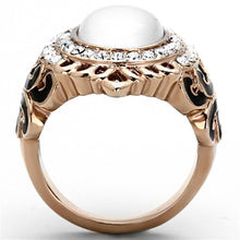 Load image into Gallery viewer, TK1286 - IP Rose Gold(Ion Plating) Stainless Steel Ring with Synthetic Cat Eye in White