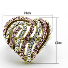 Load image into Gallery viewer, TK1287 - IP Gold(Ion Plating) Stainless Steel Ring with Top Grade Crystal  in Light Rose