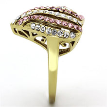 Load image into Gallery viewer, TK1287 - IP Gold(Ion Plating) Stainless Steel Ring with Top Grade Crystal  in Light Rose