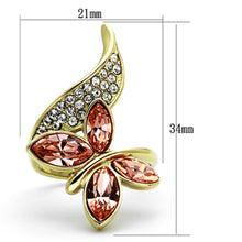 Load image into Gallery viewer, TK1288 - IP Gold(Ion Plating) Stainless Steel Ring with Top Grade Crystal  in Light Peach