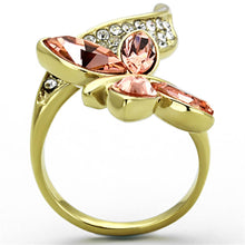 Load image into Gallery viewer, TK1288 - IP Gold(Ion Plating) Stainless Steel Ring with Top Grade Crystal  in Light Peach