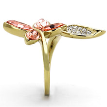 Load image into Gallery viewer, TK1288 - IP Gold(Ion Plating) Stainless Steel Ring with Top Grade Crystal  in Light Peach