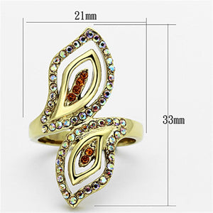 TK1289 - IP Gold(Ion Plating) Stainless Steel Ring with Top Grade Crystal  in Multi Color