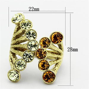 TK1291 - IP Gold(Ion Plating) Stainless Steel Ring with Top Grade Crystal  in Multi Color