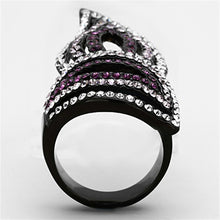 Load image into Gallery viewer, TK1293 - IP Black(Ion Plating) Stainless Steel Ring with Top Grade Crystal  in Multi Color