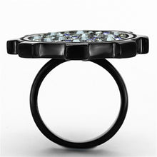 Load image into Gallery viewer, TK1296 - IP Black(Ion Plating) Stainless Steel Ring with Top Grade Crystal  in Multi Color