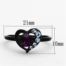 Load image into Gallery viewer, TK1300 - IP Black(Ion Plating) Stainless Steel Ring with Top Grade Crystal  in Amethyst