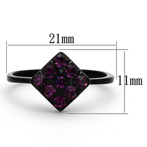 TK1301 - IP Black(Ion Plating) Stainless Steel Ring with Top Grade Crystal  in Amethyst