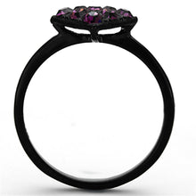 Load image into Gallery viewer, TK1301 - IP Black(Ion Plating) Stainless Steel Ring with Top Grade Crystal  in Amethyst