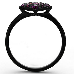 TK1301 - IP Black(Ion Plating) Stainless Steel Ring with Top Grade Crystal  in Amethyst