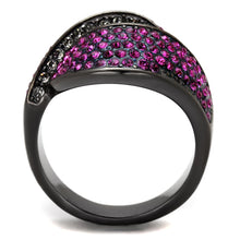 Load image into Gallery viewer, TK1303LJ - IP Light Black  (IP Gun) Stainless Steel Ring with Top Grade Crystal  in Light Peach