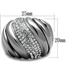 Load image into Gallery viewer, TK1304 - High polished (no plating) Stainless Steel Ring with Top Grade Crystal  in Clear