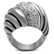 Load image into Gallery viewer, TK1304 - High polished (no plating) Stainless Steel Ring with Top Grade Crystal  in Clear