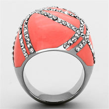 Load image into Gallery viewer, TK1307 - High polished (no plating) Stainless Steel Ring with Top Grade Crystal  in Clear