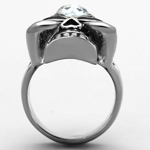 TK1313 - High polished (no plating) Stainless Steel Ring with Top Grade Crystal  in Clear