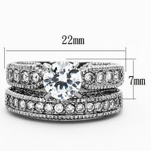 Load image into Gallery viewer, TK1318 - High polished (no plating) Stainless Steel Ring with AAA Grade CZ  in Clear