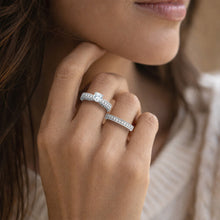 Load image into Gallery viewer, TK1318 - High polished (no plating) Stainless Steel Ring with AAA Grade CZ  in Clear