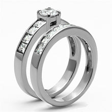 Load image into Gallery viewer, TK1321 - High polished (no plating) Stainless Steel Ring with AAA Grade CZ  in Clear